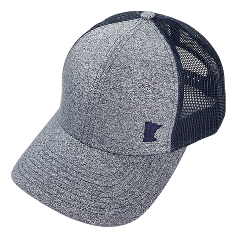 MN Silhouette Trucker Hat - Heathered Navy/Navy