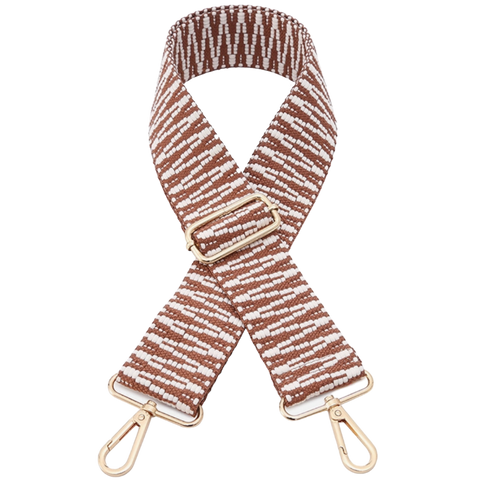 Guitar Purse Strap - Cognac/Cream Patterned