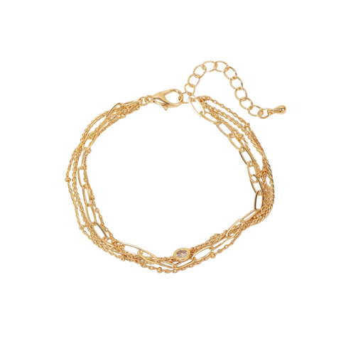 Gold Stud Charm Layered Bracelet