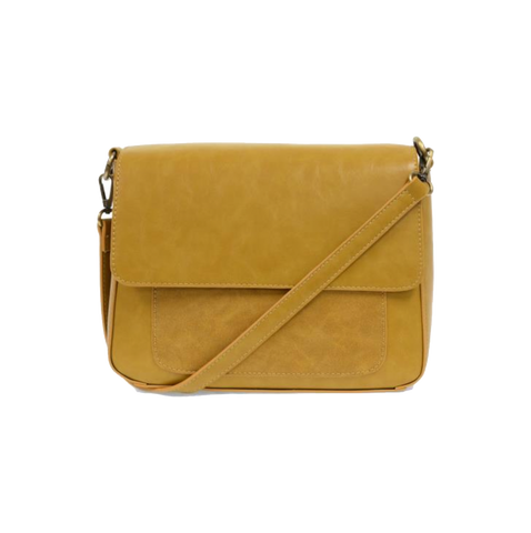 Suede-Trim Crossbody Purse - Saffron