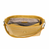 Suede-Trim Crossbody Purse - Saffron