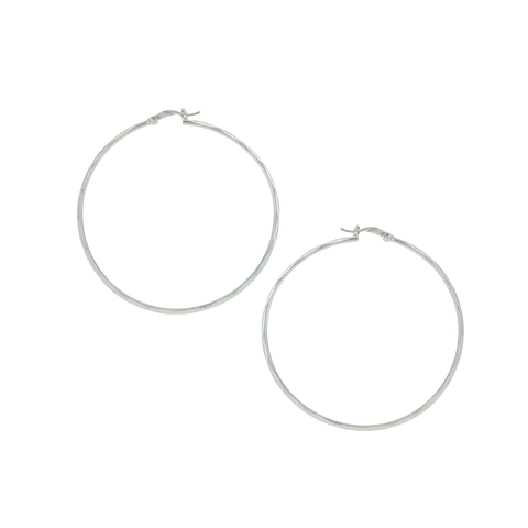 Sterling Silver - Large Open Hammered Hoop Earrings