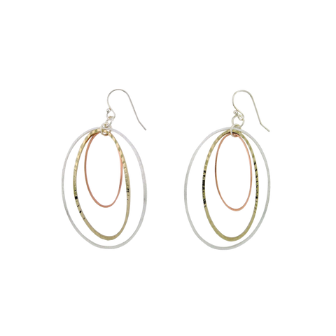 Sterling Silver - Tri-Color Hoop Earrings