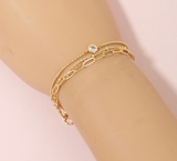 Gold Stud Charm Layered Bracelet