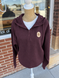 Pine Trio Patch Boxy Zip Sweatshirt - Plum