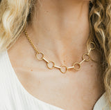 18k Matte Gold Circle & Bar Necklace