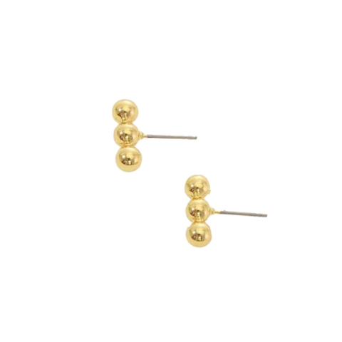 Joy Susan Gold 3-Ball Bar Stud Earrings