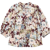 Floral-Frinted Button Blouse
