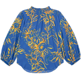 Ruffle Neckline Sunflower Blouse