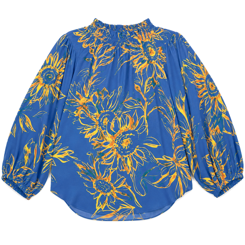 Ruffle Neckline Sunflower Blouse