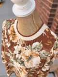 Rust & Olive Floral Blouse