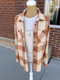 Soft Flannel Shacket - Rust & Cream
