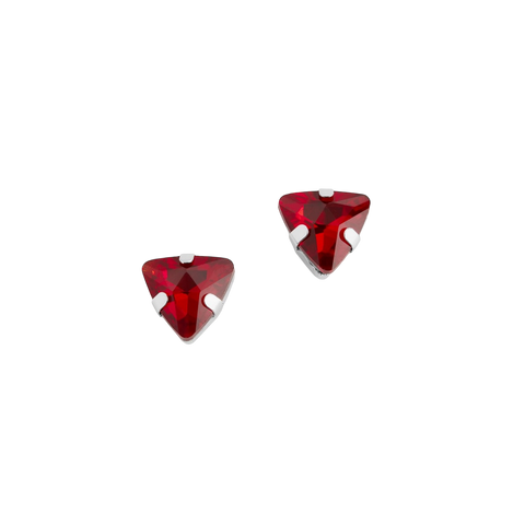 Triangle Stud Earrings - Red