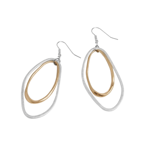 Mixed Metal Double-Hoop Earrings