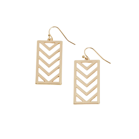 Chevron Drop Earrings - Gold