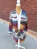 Burgundy Multi-Color Cardigan