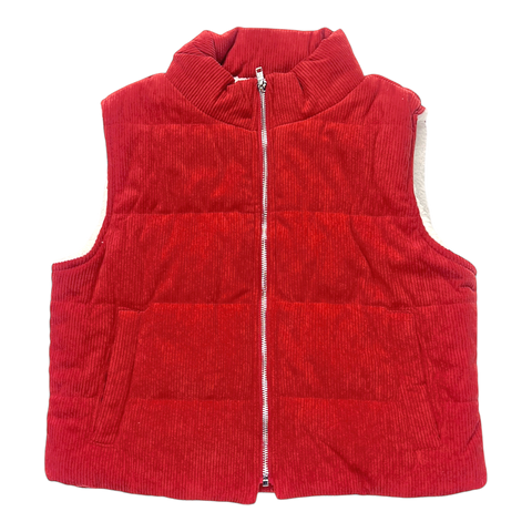 Faux Fur Cordouroy Puffer Vest