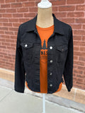 Frayed-Hem Denim Jacket - Black