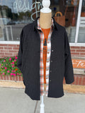Black Quilted Snap Shacket