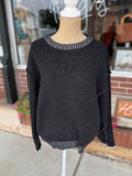 Black Reverse-Seam Sweater