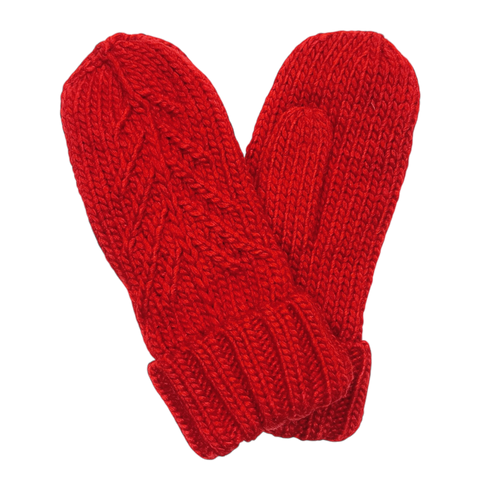 Fleece-Lined Mittens - Red