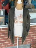Waffle Cardigan - Dark Olive