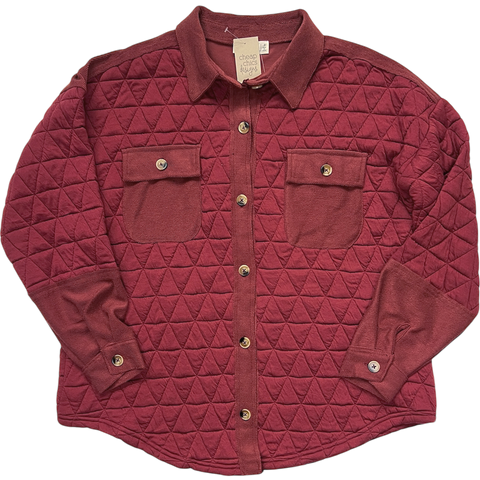 Washed Maroon Quilted Shacket