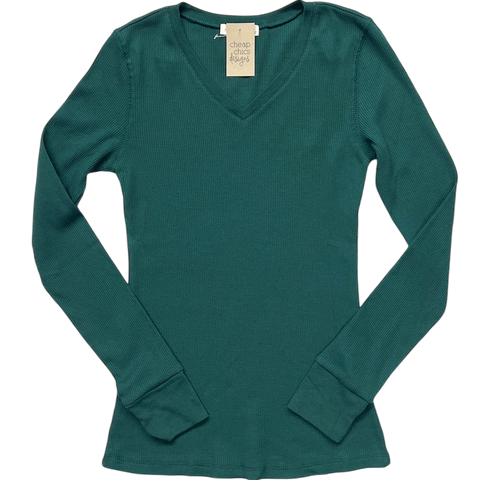 V-Neck Thermal Top - Hunter Green