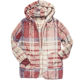 Faux Fur Plaid Hooded Cardigan