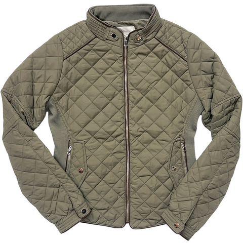 Piping Detail Quilted Jacket - Olive