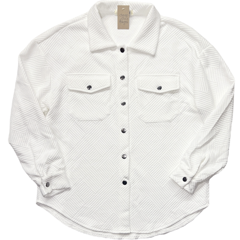 Textured Button Shacket - Ivory