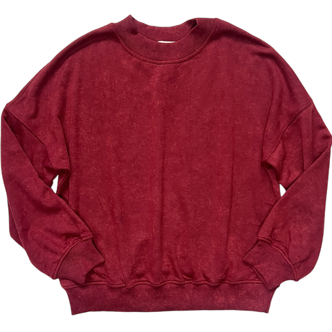 Acid-Wash Mock-Neck Pullover