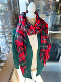 Oblong Scarf - Red/Emerald