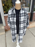 Long Flannel Shacket - Black