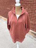 1/2-Zip Sweatshirt - Dusty Coral Mauve