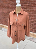 Brushed Waffle Shacket - Light Rust