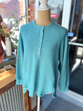 Brushed Melange Henley Top - Dusty Teal