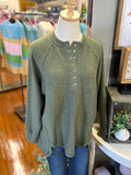 Brushed Melange Henley Top - Dusty Olive