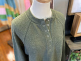 Brushed Melange Henley Top - Dusty Olive