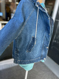 Oversized Raglan Denim Jacket with Hood