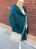 Genuine Leather Tassle Crossbody - Cream