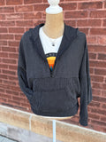 Ribbed Half-Zip Hoooded Pullover