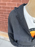 Ribbed Half-Zip Hoooded Pullover