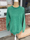 Acid Wash Pullover - Kelly Green