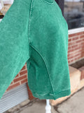 Acid Wash Pullover - Kelly Green