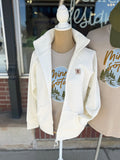MN Suede Patch Full Zip Sweatshirt