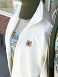 MN Suede Patch Full Zip Sweatshirt