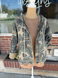 Boxy Camo Raglan Sleeve Denim Jacket