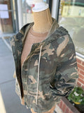 Boxy Camo Raglan Sleeve Denim Jacket