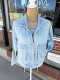 Denim Jacket With Cargo Pocket - Light Wash